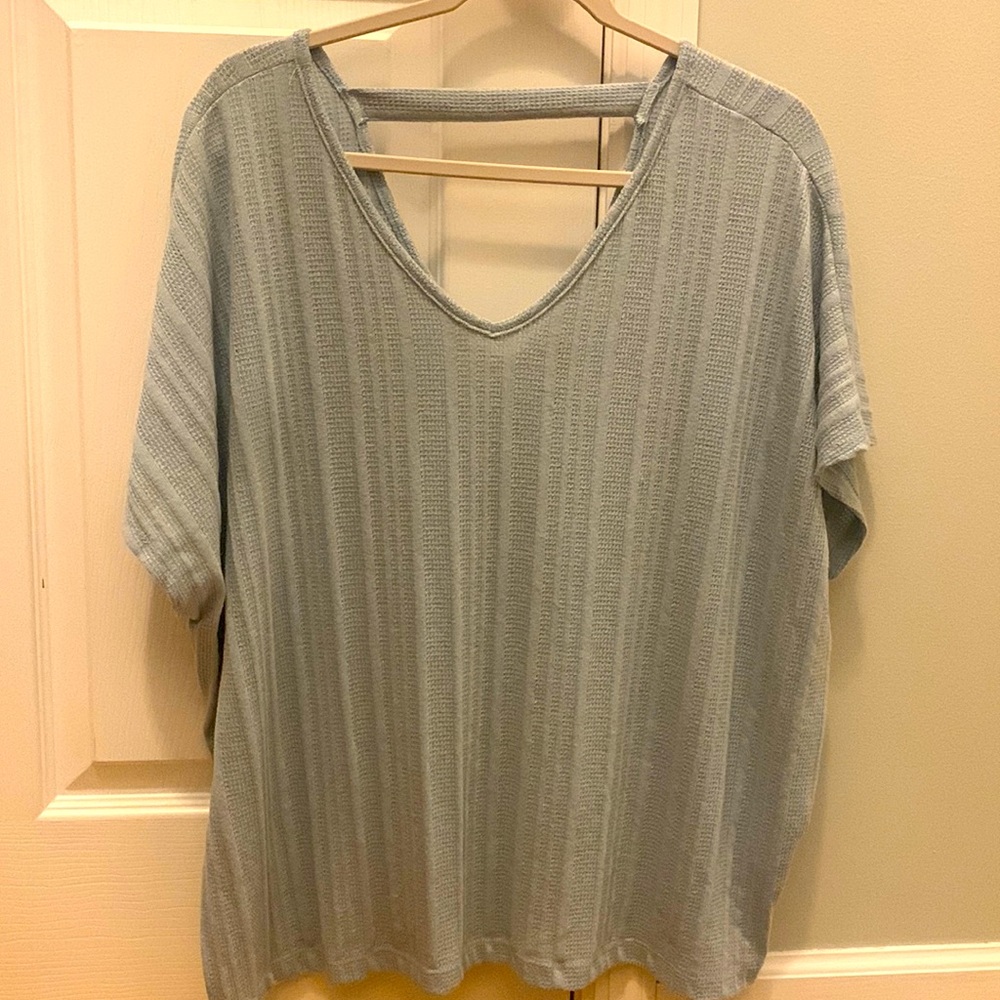 White Birch Sage Green Oversized V Neck Tee